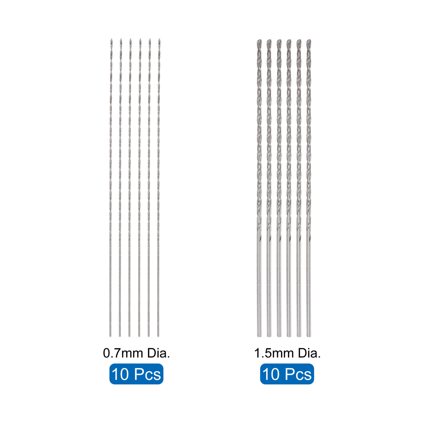 uxcell Uxcell 20 Pcs 0.7mm 1.5mm Mini Twist Drill Bits, High-Speed Steel Extra Long Drill Bit