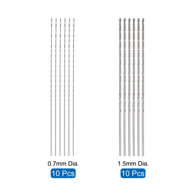 Harfington Uxcell 20 Pcs 0.7mm 1.5mm Mini Twist Drill Bits, High-Speed Steel Extra Long Drill Bit