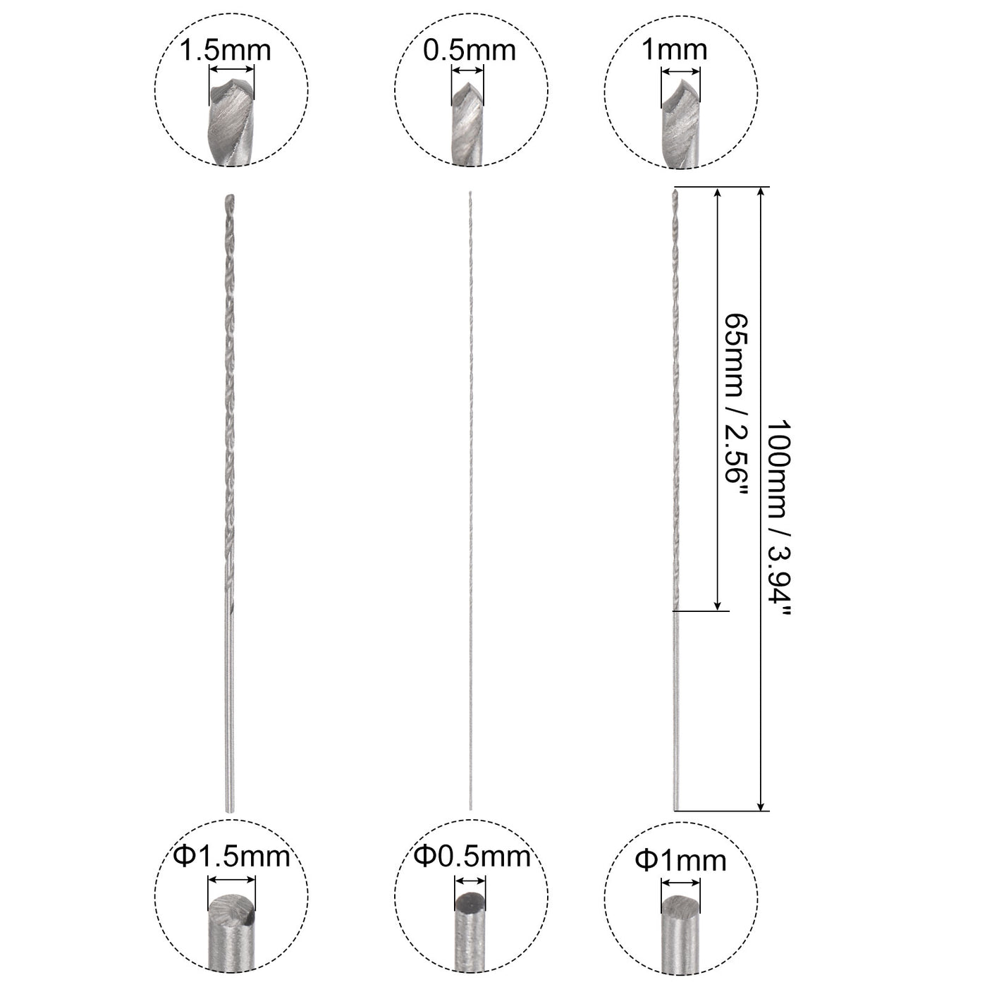 uxcell Uxcell 30 Pcs 0.5mm 1mm 1.5mm Mini Twist Drill Bits, High-Speed Steel Extra Long Bit