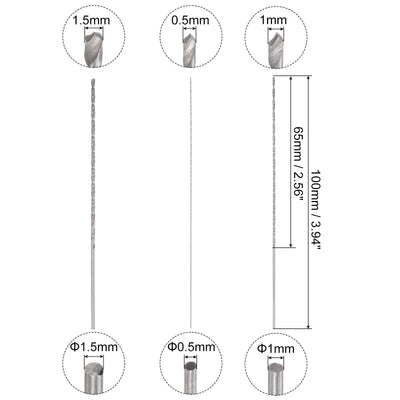 Harfington Uxcell 30 Pcs 0.5mm 1mm 1.5mm Mini Twist Drill Bits, High-Speed Steel Extra Long Bit