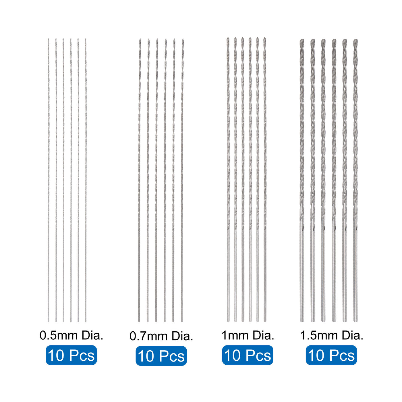 uxcell Uxcell 40 Pcs 0.5mm 0.7mm 1mm 1.5mm Mini Twist Drill Bits, High-Speed Steel Drill Bit