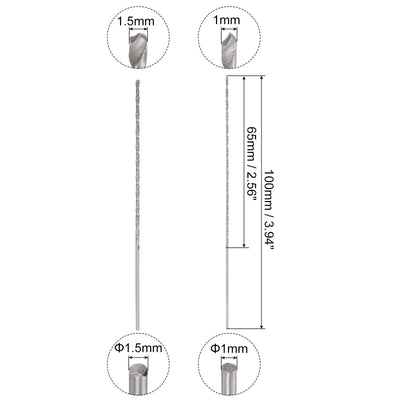 Harfington Uxcell 20 Pcs 1mm 1.5mm Mini Twist Drill Bits, High-Speed Steel Extra Long Drill Bit