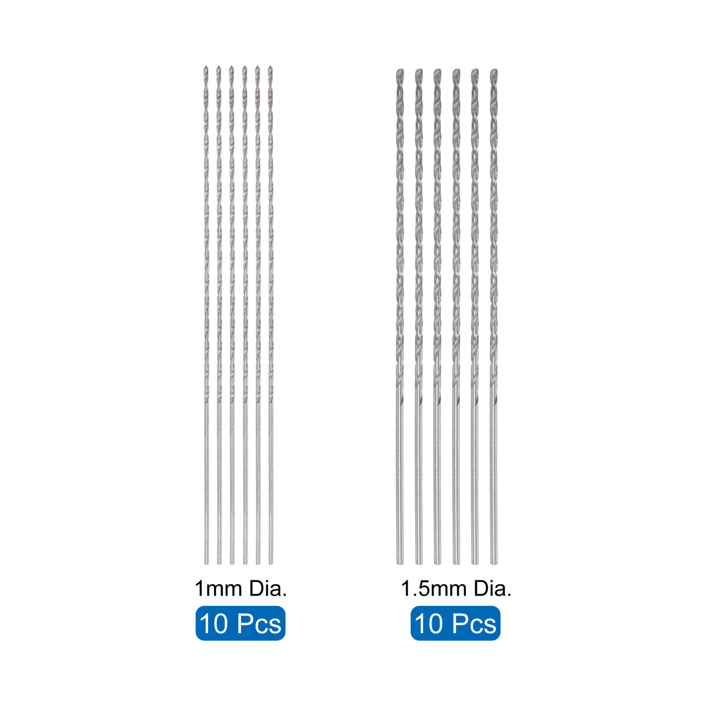 uxcell Uxcell 20 Pcs 1mm 1.5mm Mini Twist Drill Bits, High-Speed Steel Extra Long Drill Bit