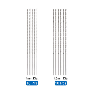 Harfington Uxcell 20 Pcs 1mm 1.5mm Mini Twist Drill Bits, High-Speed Steel Extra Long Drill Bit