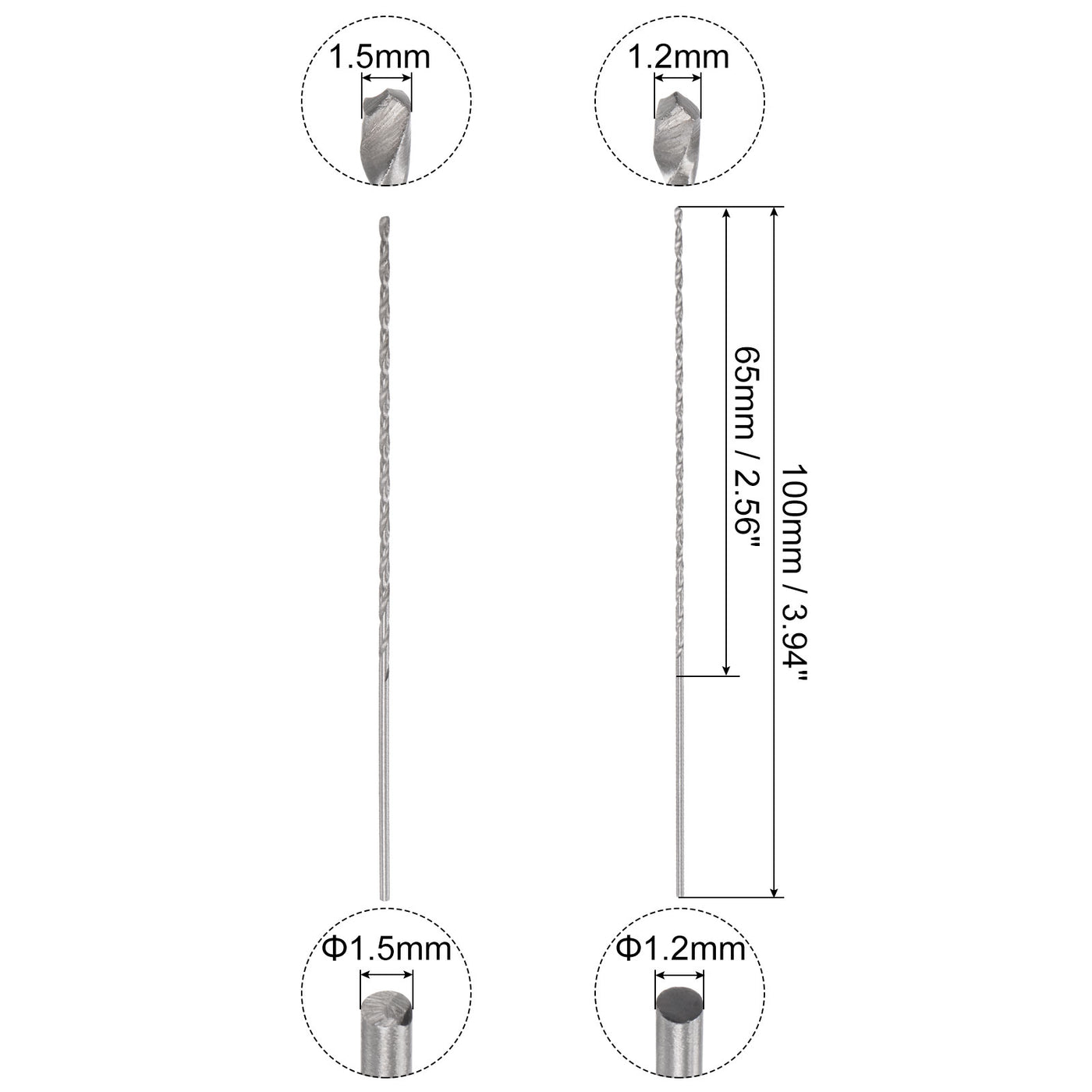 uxcell Uxcell 20 Pcs 1.2mm 1.5mm Mini Twist Drill Bits, High-Speed Steel Extra Long Drill Bit