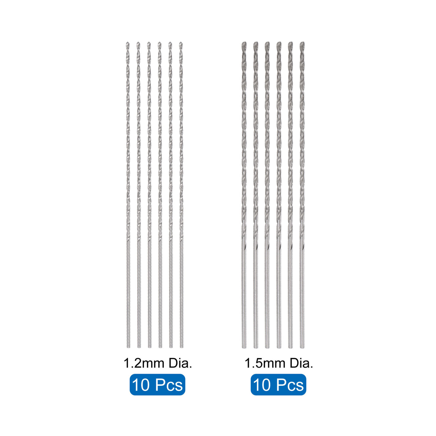 uxcell Uxcell 20 Pcs 1.2mm 1.5mm Mini Twist Drill Bits, High-Speed Steel Extra Long Drill Bit