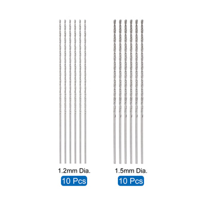 Harfington Uxcell 20 Pcs 1.2mm 1.5mm Mini Twist Drill Bits, High-Speed Steel Extra Long Drill Bit