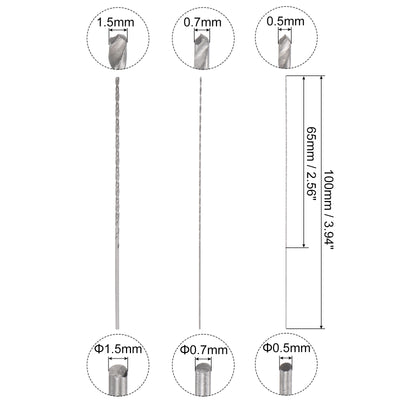 Harfington Uxcell 30 Pcs 0.5mm 0.7mm 1.5mm Mini Twist Drill Bits, High-Speed Steel Extra Long Bit