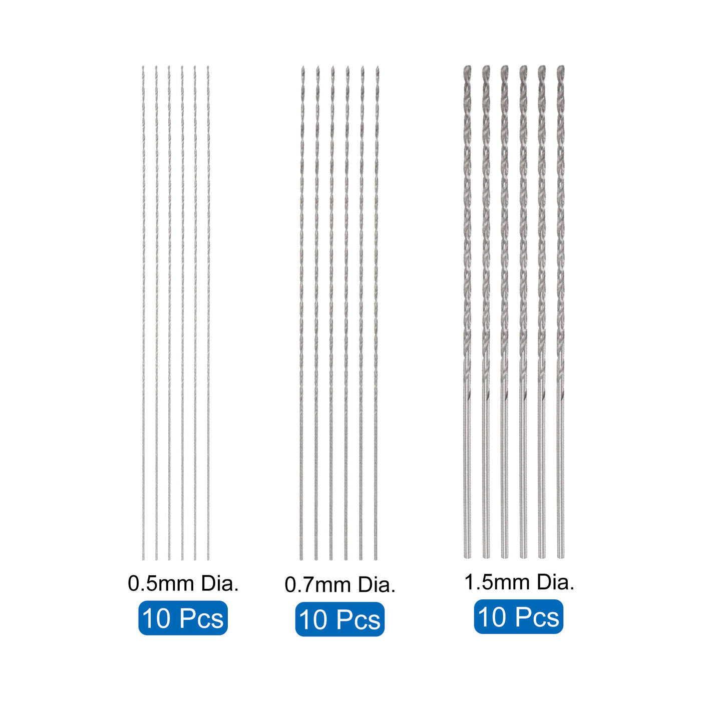 uxcell Uxcell 30 Pcs 0.5mm 0.7mm 1.5mm Mini Twist Drill Bits, High-Speed Steel Extra Long Bit