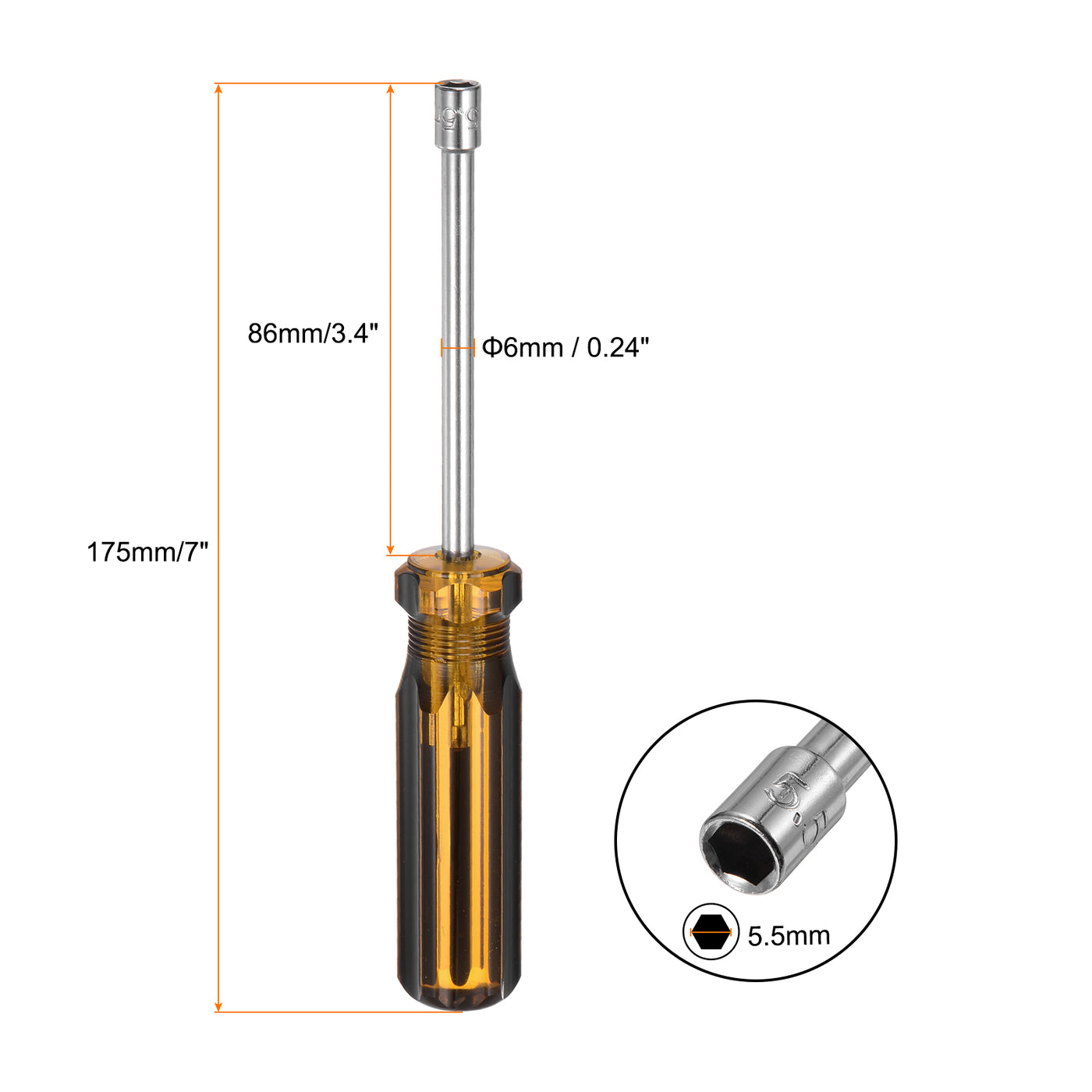 Harfington 2 Pcs Metric Nut Screwdriver 5.5mm Non-Magnetic for Automotive Maintenance