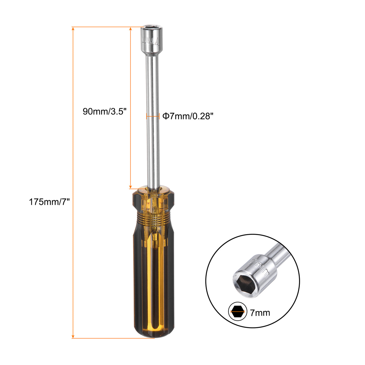 Harfington 2 Pcs Metric Nut Screwdriver 7mm Non-Magnetic for Automotive Maintenance