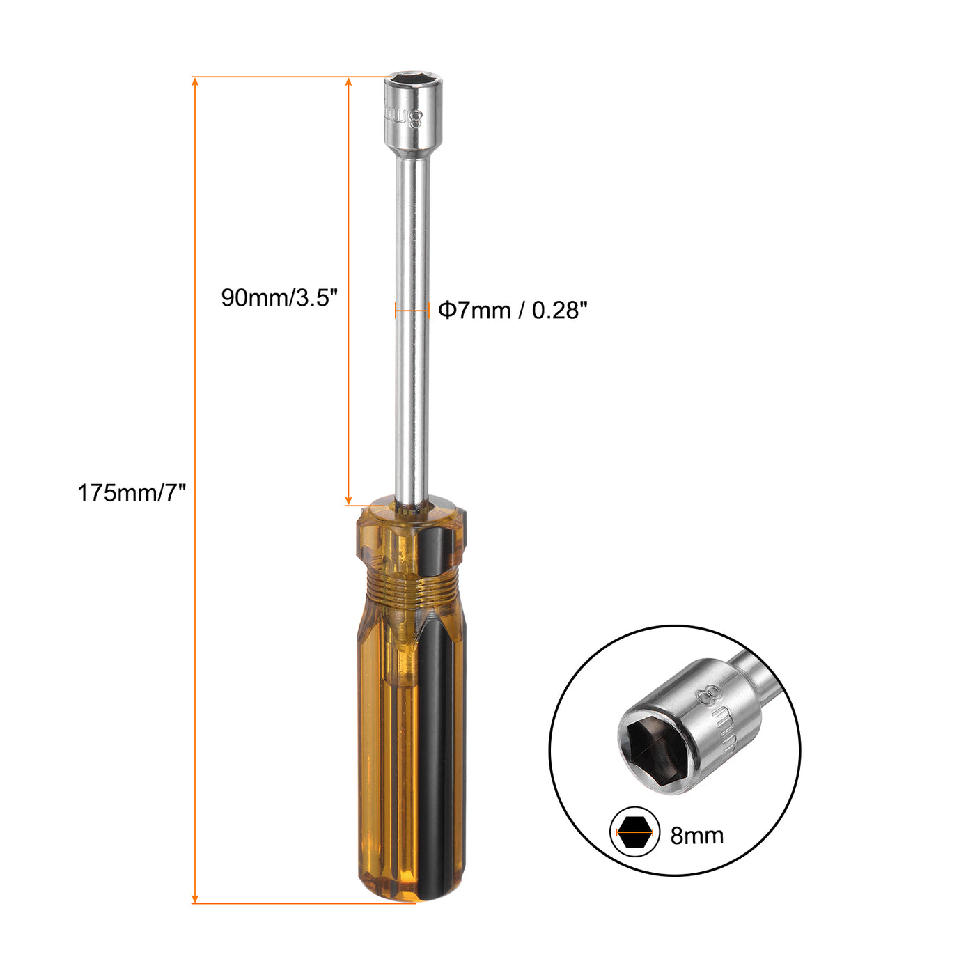 Harfington 2 Pcs Metric Nut Screwdriver 8mm Non-Magnetic for Automotive Maintenance