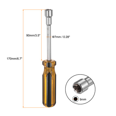 Harfington 2 Pcs Metric Nut Screwdriver 9mm Non-Magnetic for Automotive Maintenance