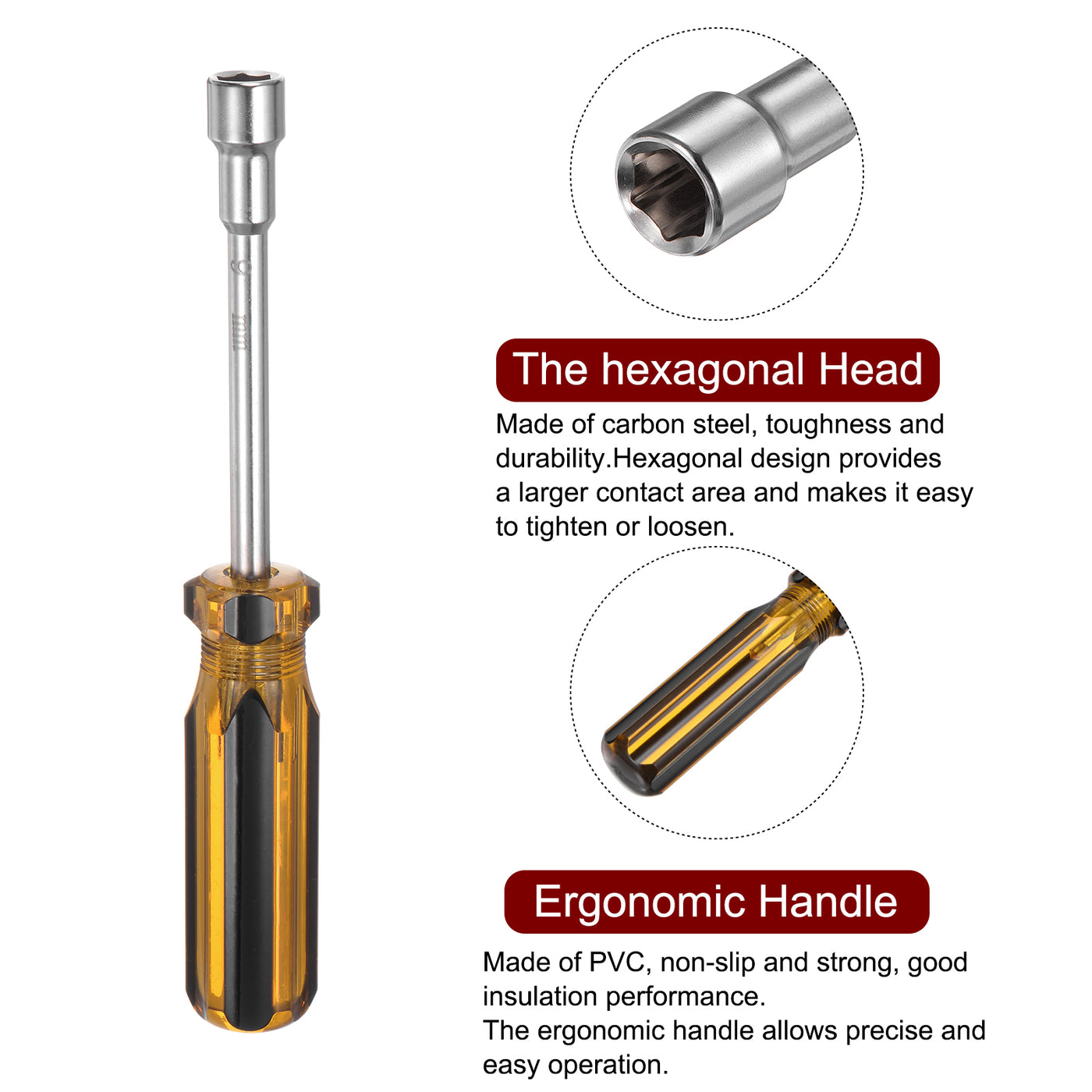 Harfington 2 Pcs Metric Nut Screwdriver 9mm Non-Magnetic for Automotive Maintenance