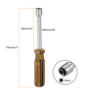 Harfington 2 Pcs Metric Nut Screwdriver 10mm Non-Magnetic for Automotive Maintenance