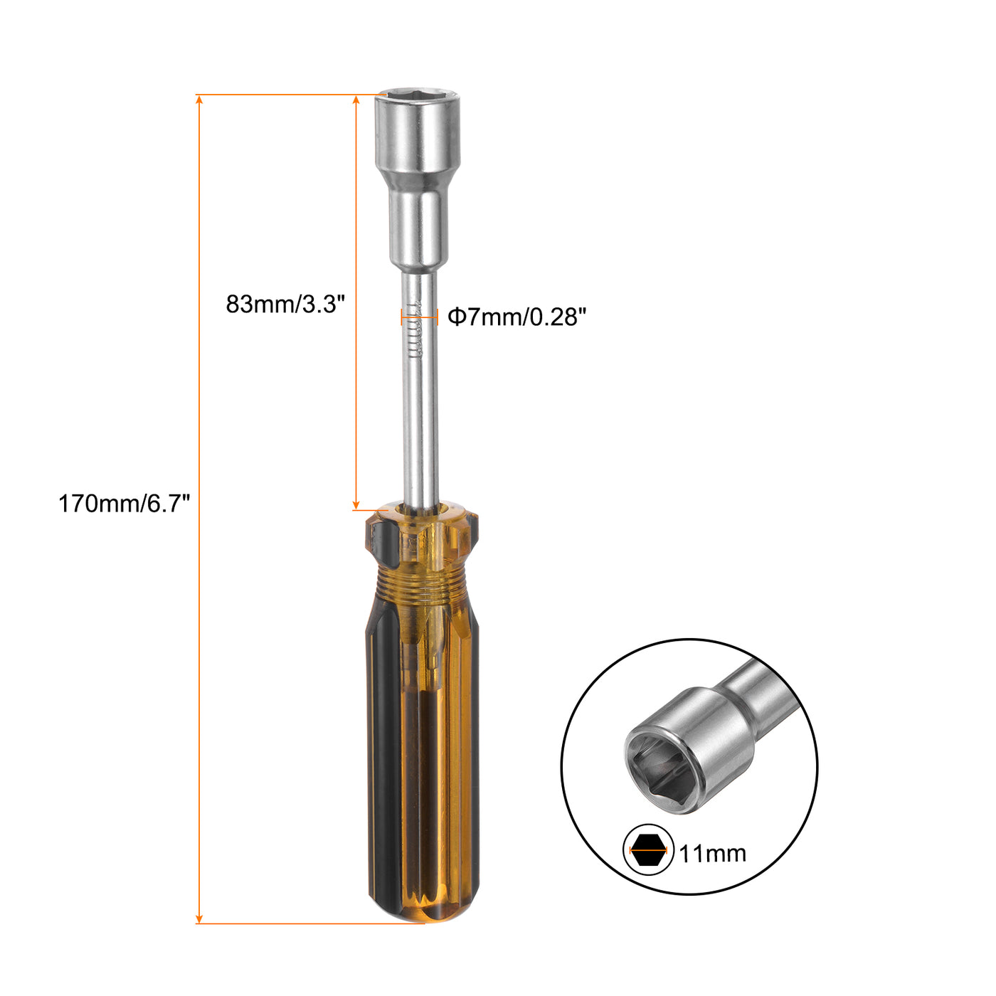 Harfington 2 Pcs Metric Nut Screwdriver 11mm Non-Magnetic for Automotive Maintenance