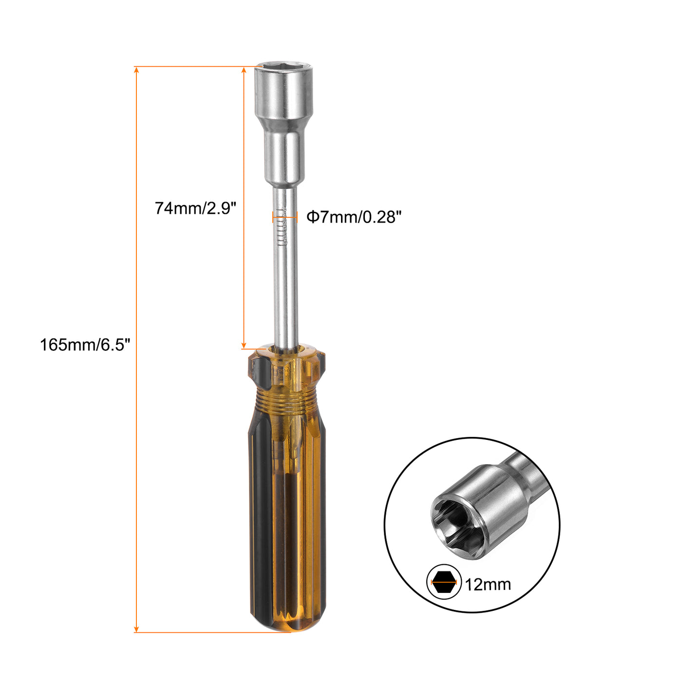 Harfington 2 Pcs Metric Nut Screwdriver 12mm Non-Magnetic for Automotive Maintenance