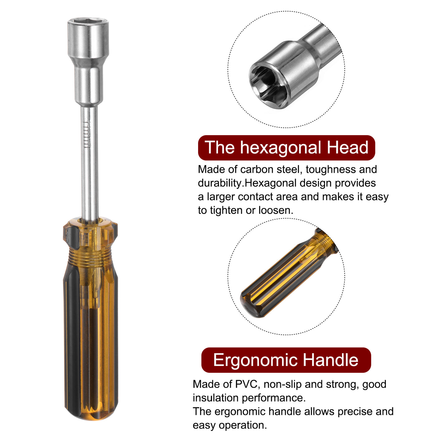 Harfington 2 Pcs Metric Nut Screwdriver 12mm Non-Magnetic for Automotive Maintenance