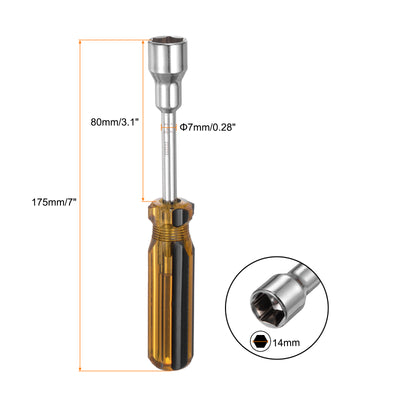 Harfington 2 Pcs Metric Nut Screwdriver 14mm Non-Magnetic for Automotive Maintenance