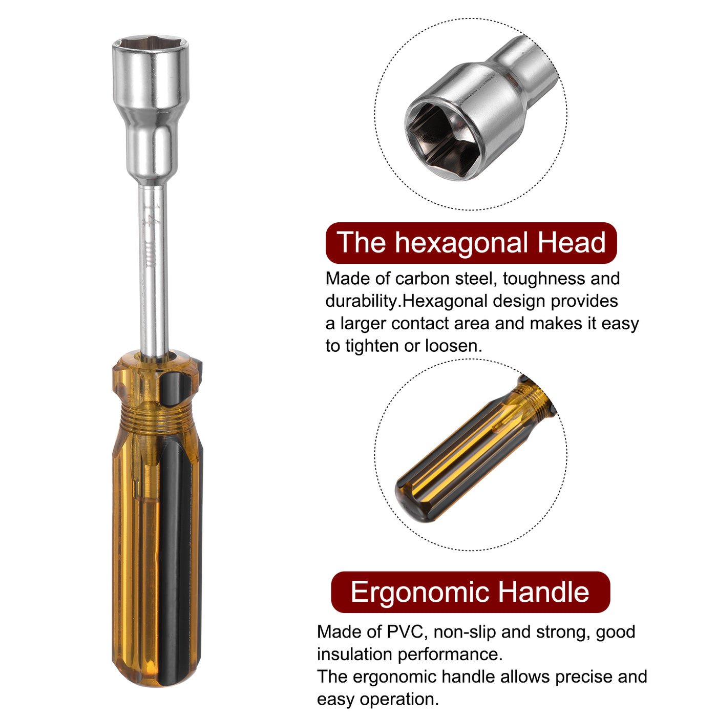 Harfington 2 Pcs Metric Nut Screwdriver 14mm Non-Magnetic for Automotive Maintenance