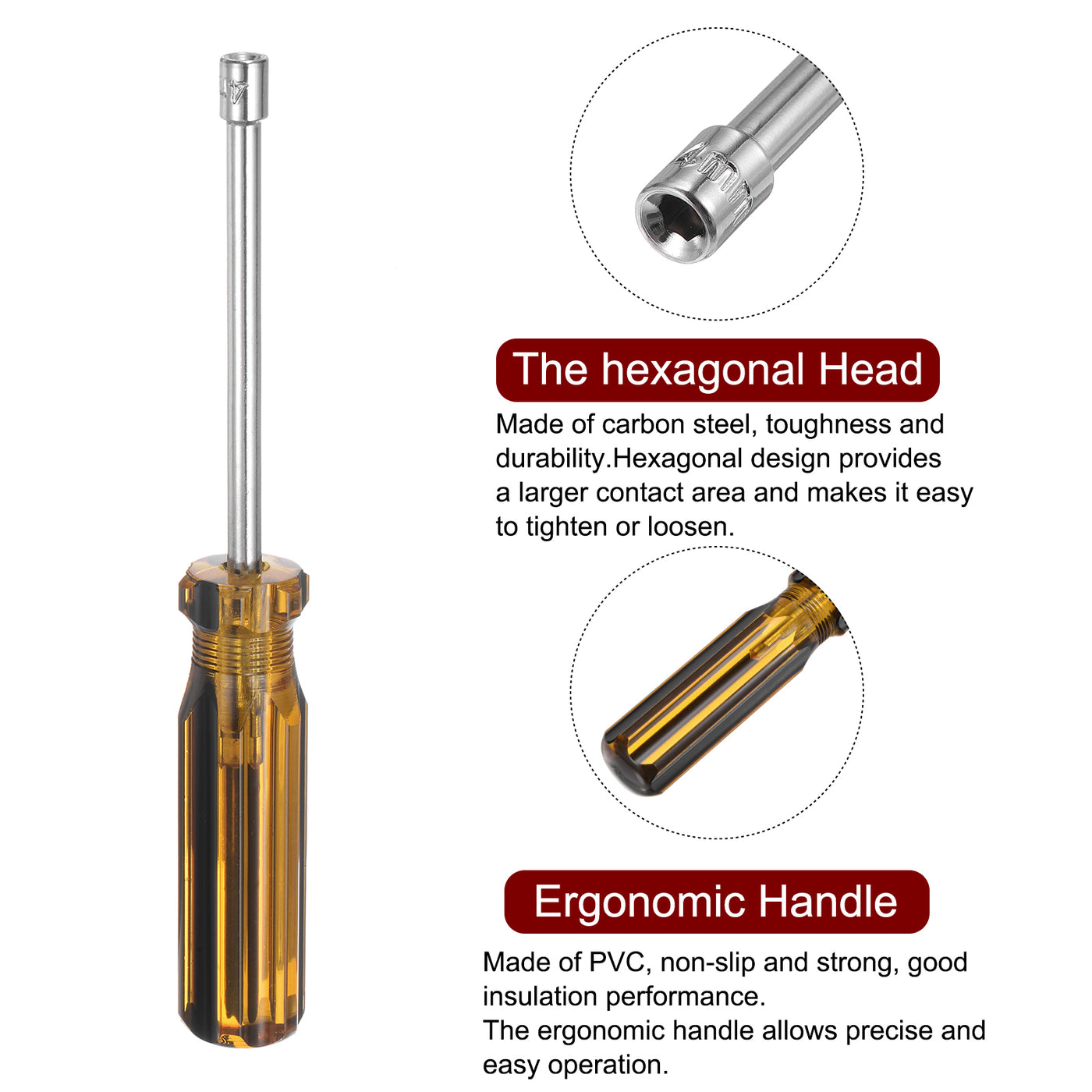 Harfington Metric Nut Screwdriver 4mm Non-Magnetic for Automotive Maintenance