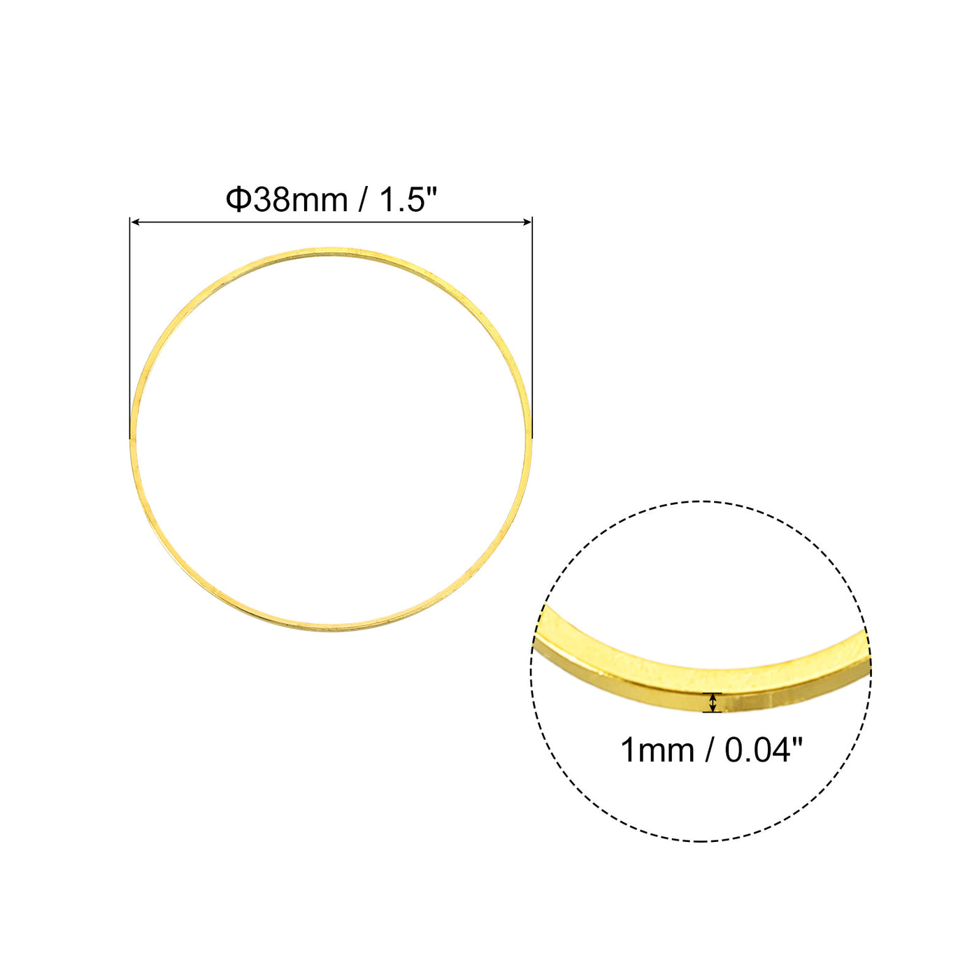 uxcell Uxcell 100pcs 38mm Brass Hollow Circle Bezel Round Linking Rings(Gold)