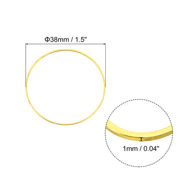 Harfington Uxcell 100pcs 38mm Brass Hollow Circle Bezel Round Linking Rings(Gold)