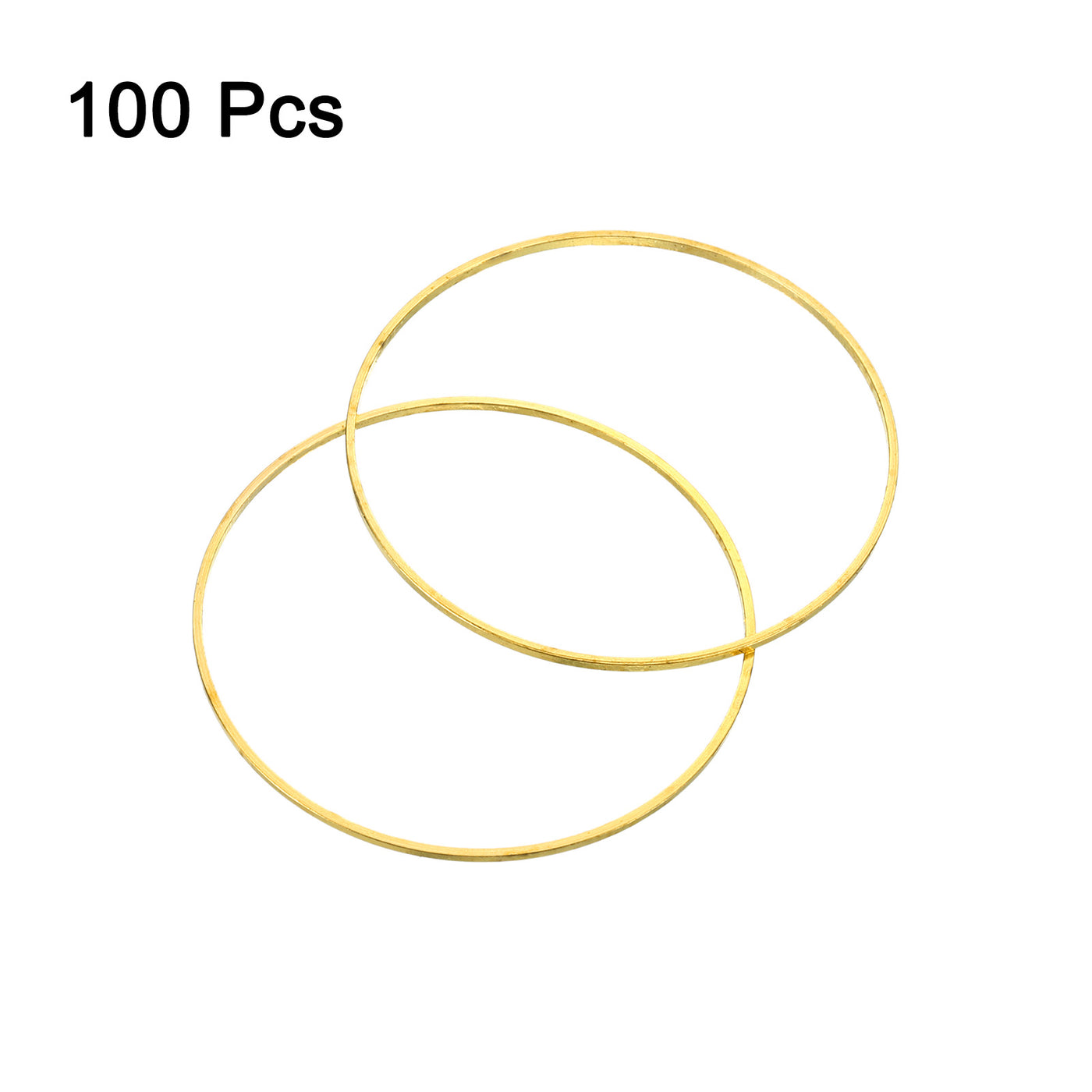 uxcell Uxcell 100pcs 38mm Brass Hollow Circle Bezel Round Linking Rings(Gold)