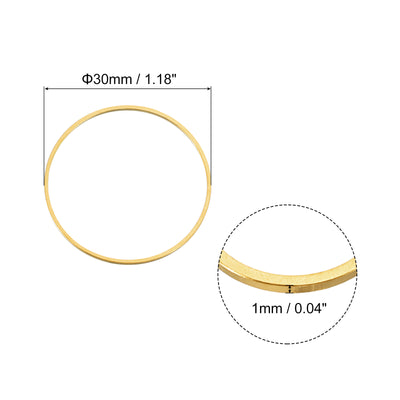 Harfington Uxcell 100pcs 30mm Brass Hollow Circle Bezel Round Linking Rings(Light Gold)