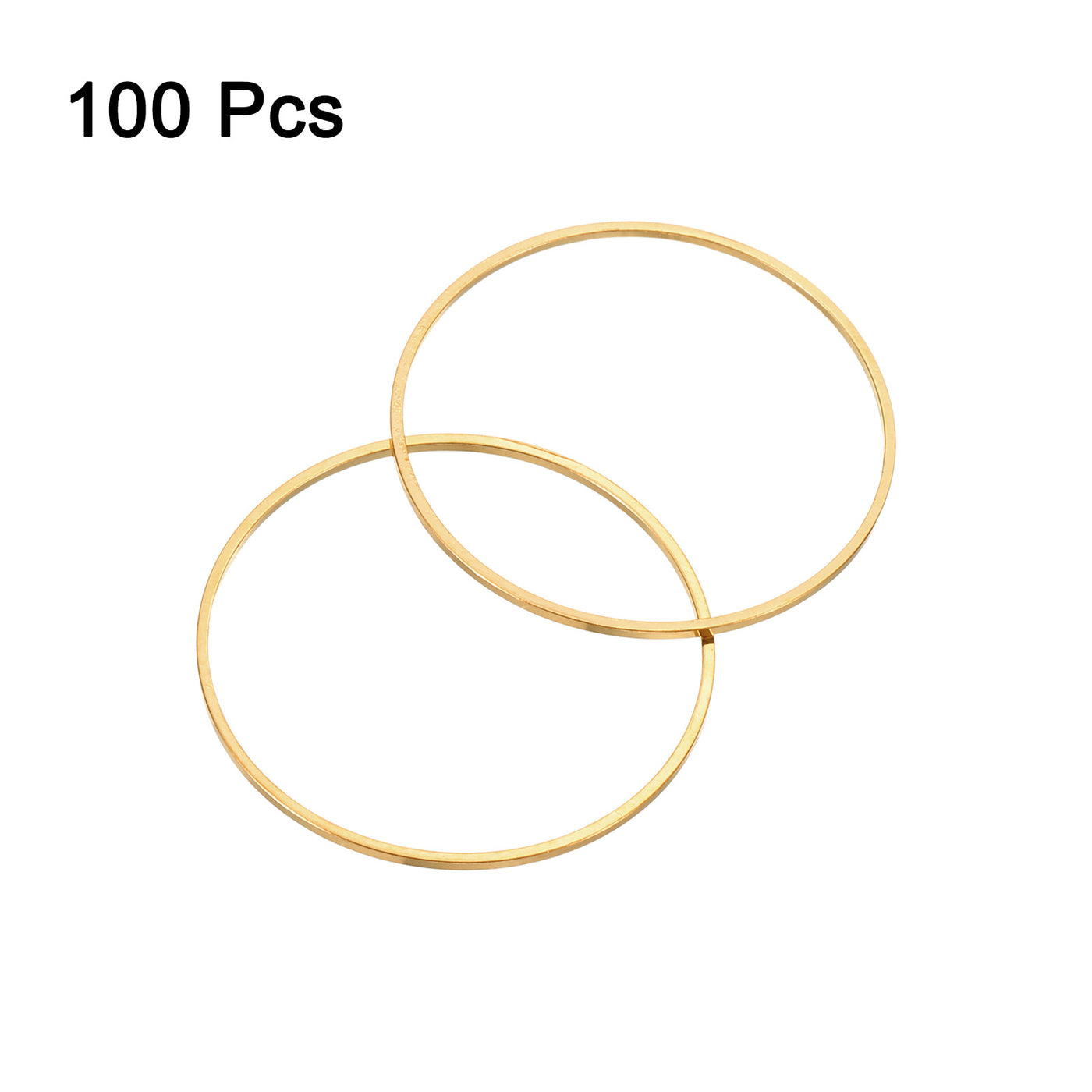 uxcell Uxcell 100pcs 30mm Brass Hollow Circle Bezel Round Linking Rings(Light Gold)