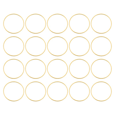 Harfington Uxcell 100pcs 30mm Brass Hollow Circle Bezel Round Linking Rings(Light Gold)