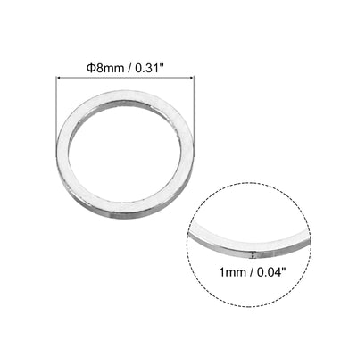 Harfington Uxcell 20pcs 8mm Brass Hollow Circle Bezel Round Linking Rings(Bright Silver)