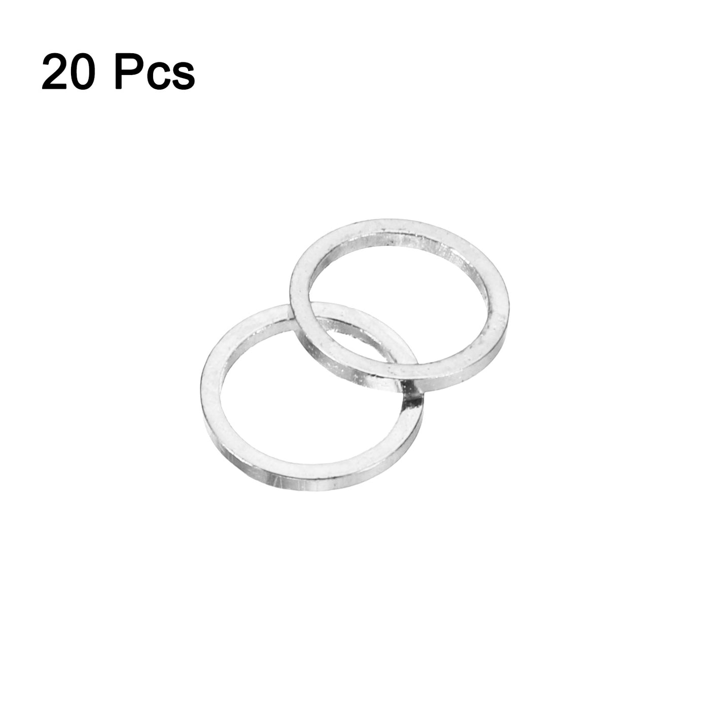 uxcell Uxcell 20pcs 8mm Brass Hollow Circle Bezel Round Linking Rings(Bright Silver)