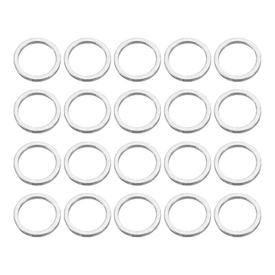 Harfington Uxcell 20pcs 8mm Brass Hollow Circle Bezel Round Linking Rings(Bright Silver)