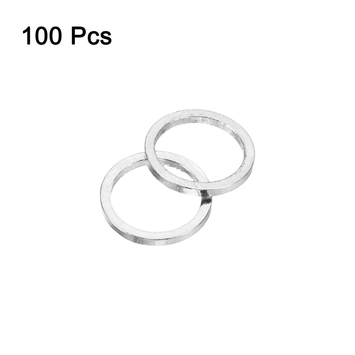 uxcell Uxcell 100pcs 8mm Brass Hollow Circle Bezel Round Linking Rings(Bright Silver)