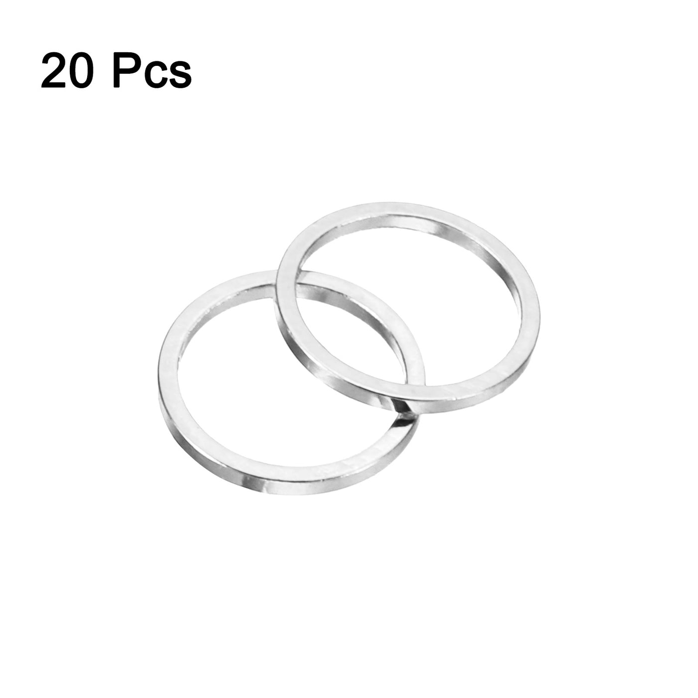 uxcell Uxcell 20pcs 10mm Brass Hollow Circle Bezel Round Linking Rings(Bright Silver)