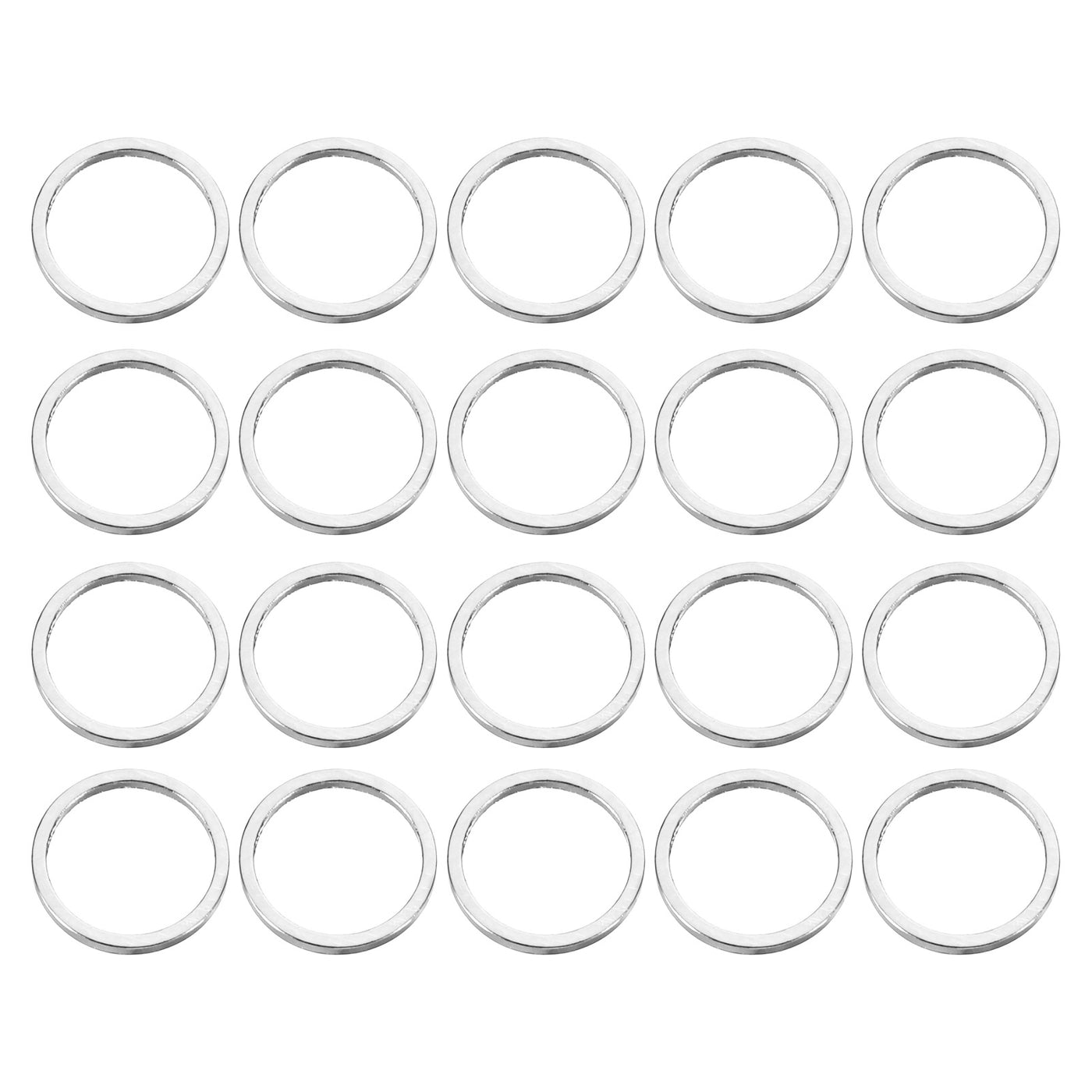 uxcell Uxcell 20pcs 10mm Brass Hollow Circle Bezel Round Linking Rings(Bright Silver)