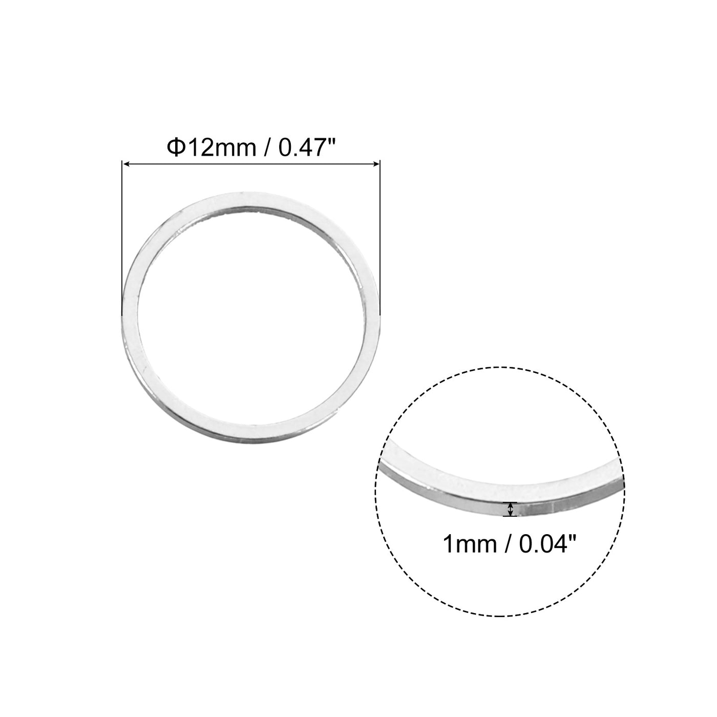 uxcell Uxcell 50 Stück 12mm Messing Hohlkreis Bezel Anhänger Rahmen Runde Verbindungsringe Schmuckverbinder für Ohrringe Halsketten Schmuckherstellung Harzhandwerk (Hell Silber)