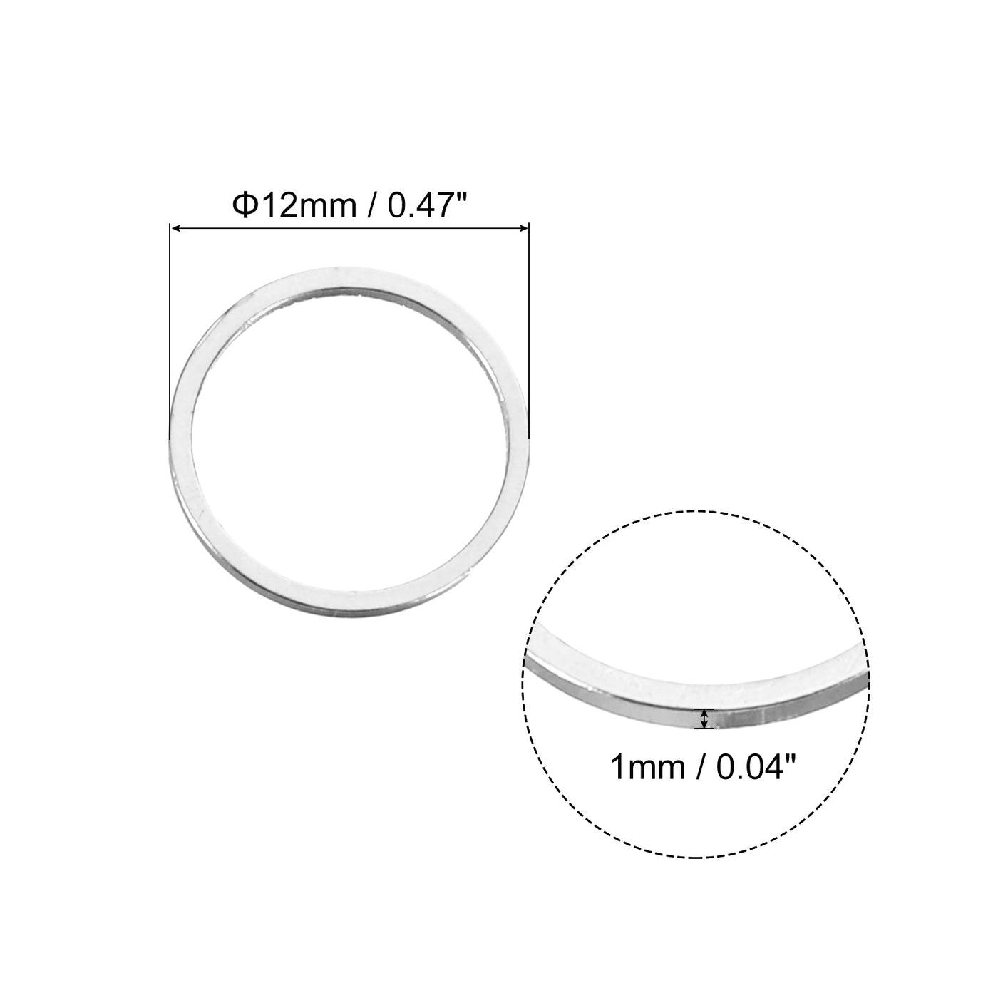 uxcell Uxcell 100pcs 12mm Brass Hollow Circle Bezel Round Linking Rings(Bright Silver)