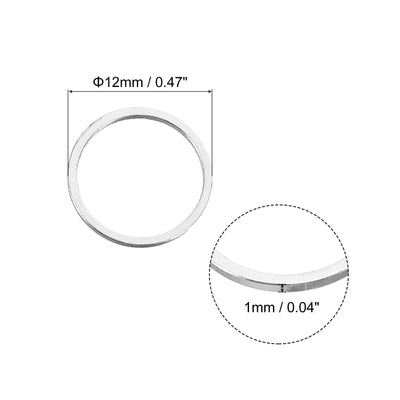 Harfington Uxcell 100pcs 12mm Brass Hollow Circle Bezel Round Linking Rings(Bright Silver)