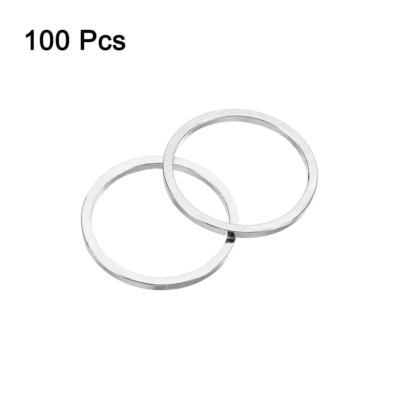 uxcell Uxcell 100pcs 12mm Brass Hollow Circle Bezel Round Linking Rings(Bright Silver)