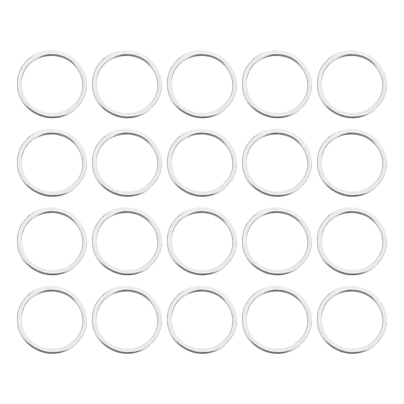 uxcell Uxcell 100pcs 12mm Brass Hollow Circle Bezel Round Linking Rings(Bright Silver)