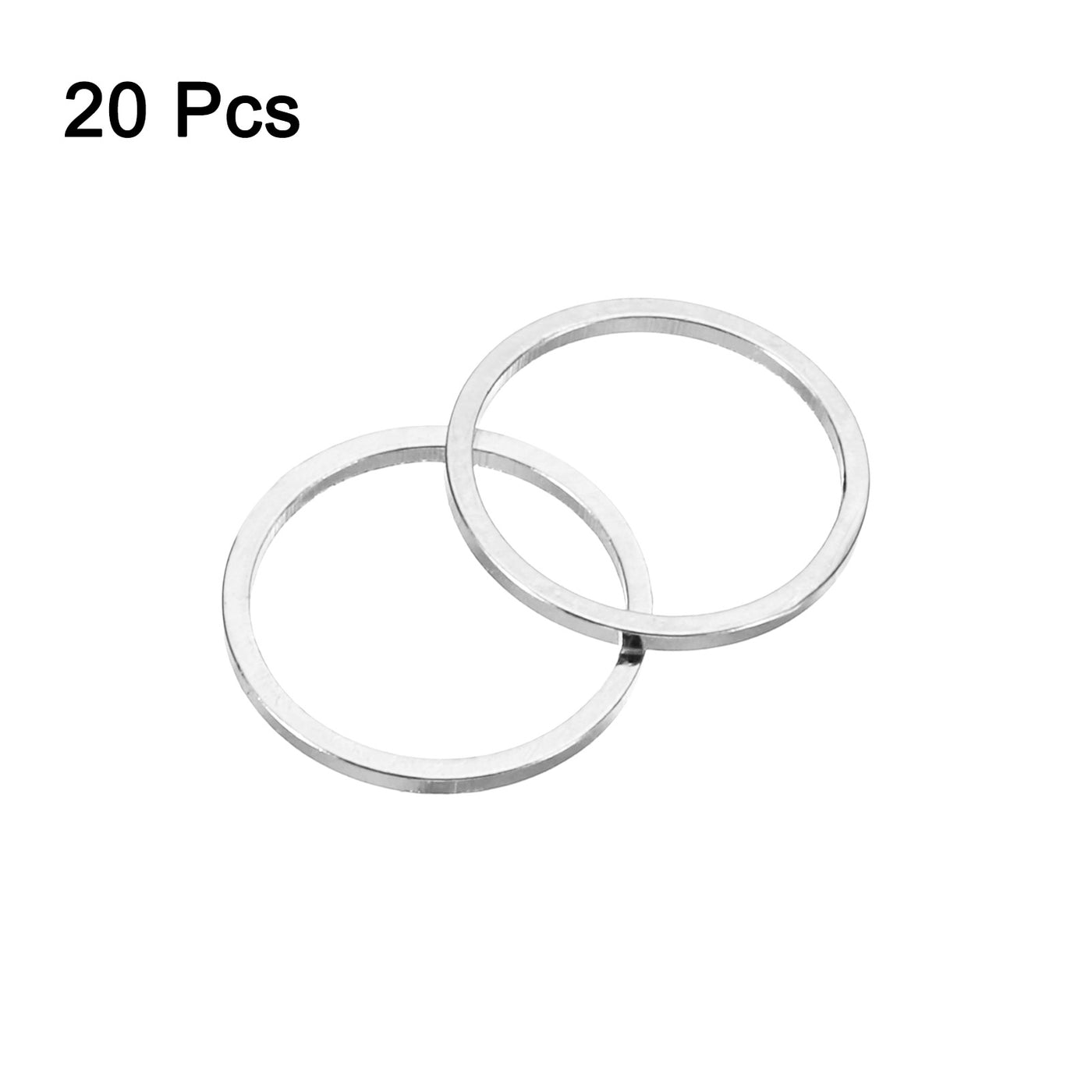 uxcell Uxcell 20pcs 15mm Brass Hollow Circle Bezel Round Linking Rings(Bright Silver)