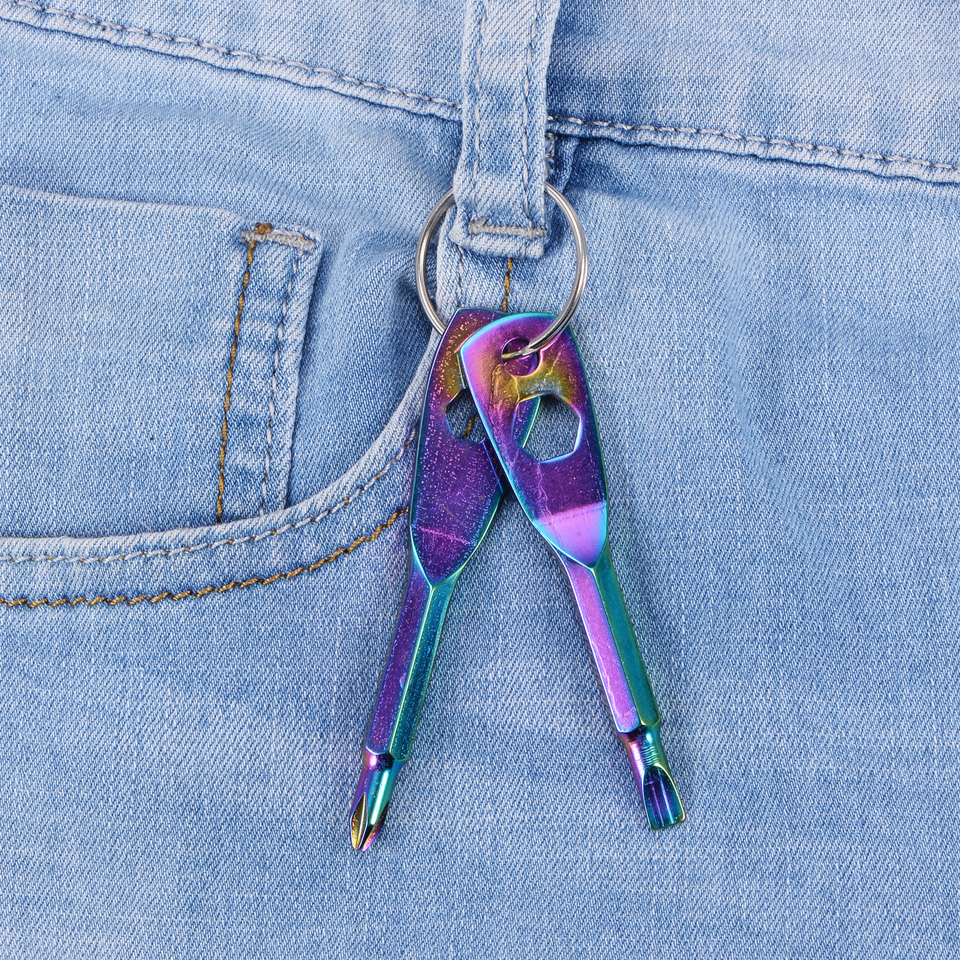 Harfington 2pcs Portable Keychain Screwdriver PH1 Phillips 4.8mm Slotted W Keyring Colorful