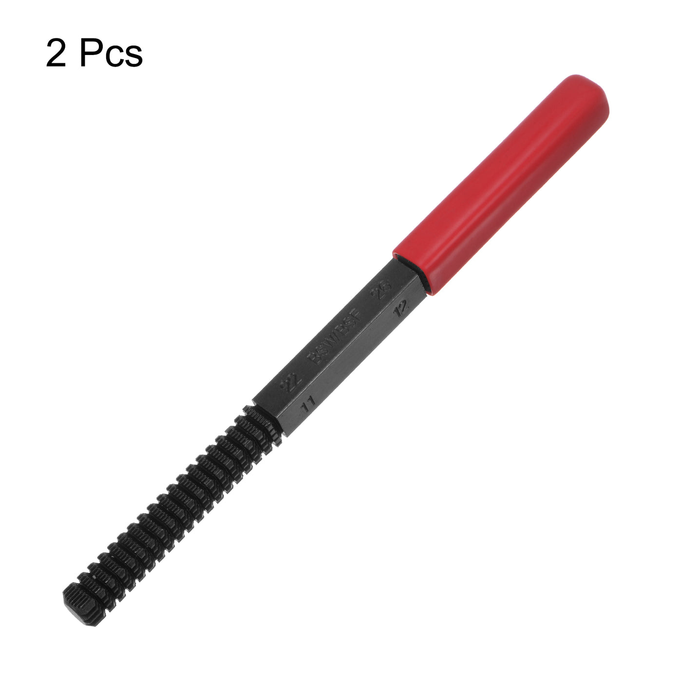 Harfington 2pcs External Thread Restoring File 11-26 BSW/BSF Square Repair Files, Red