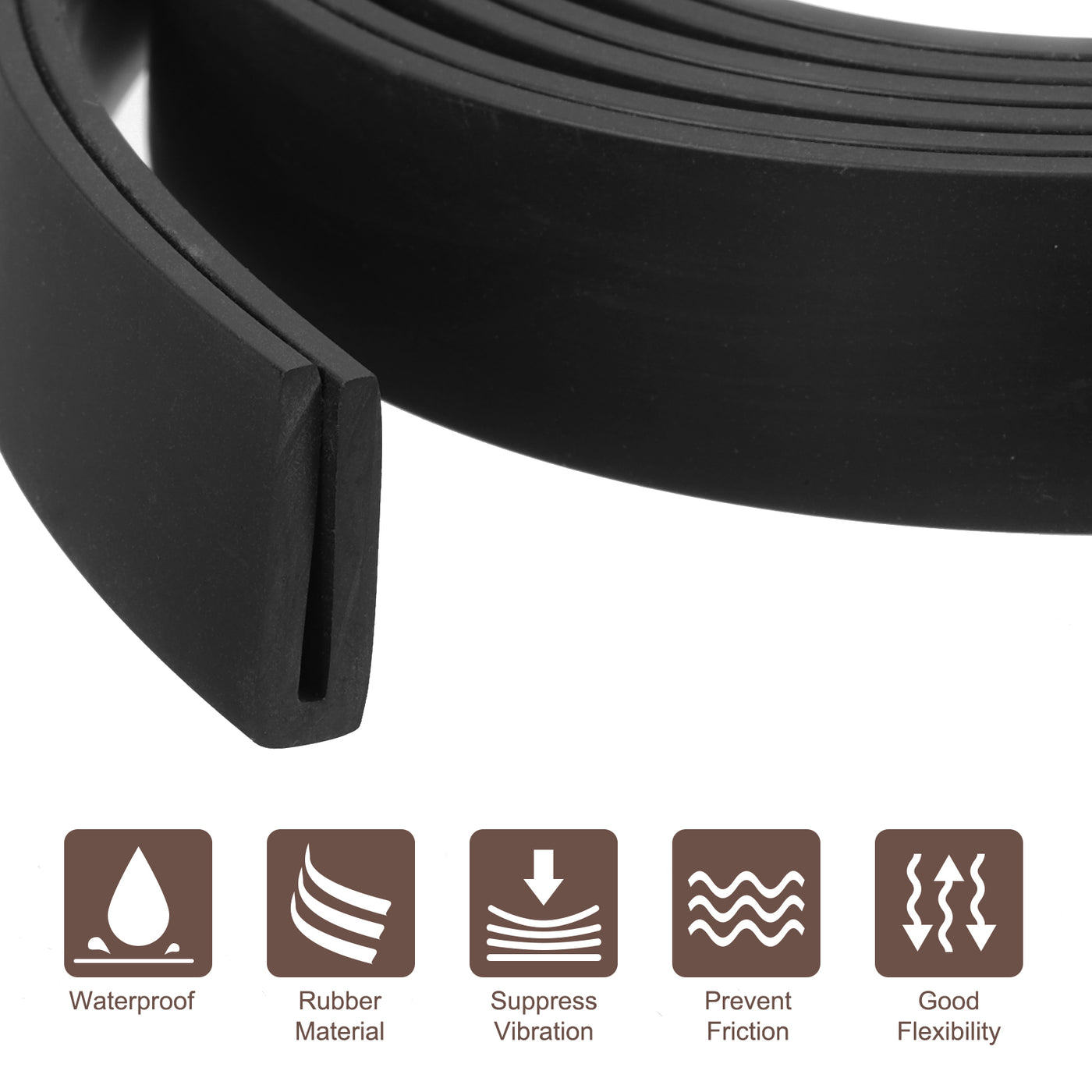 uxcell Uxcell 2Pcs 15/64"x25/32"x4.9ft Rubber U Channel Edge Trim Flat Type Fit 1.5-2mm Edge