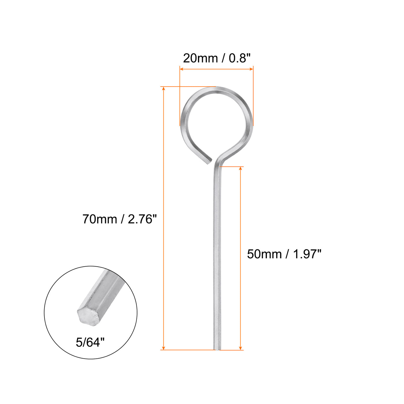 Harfington 6 Stück Hundeschlüssel Sechskantschlüssel 5/64" SAE Metall Hundetürschlüssel Schraubenschlüssel mit O-Ring Vollschleife, Silberton