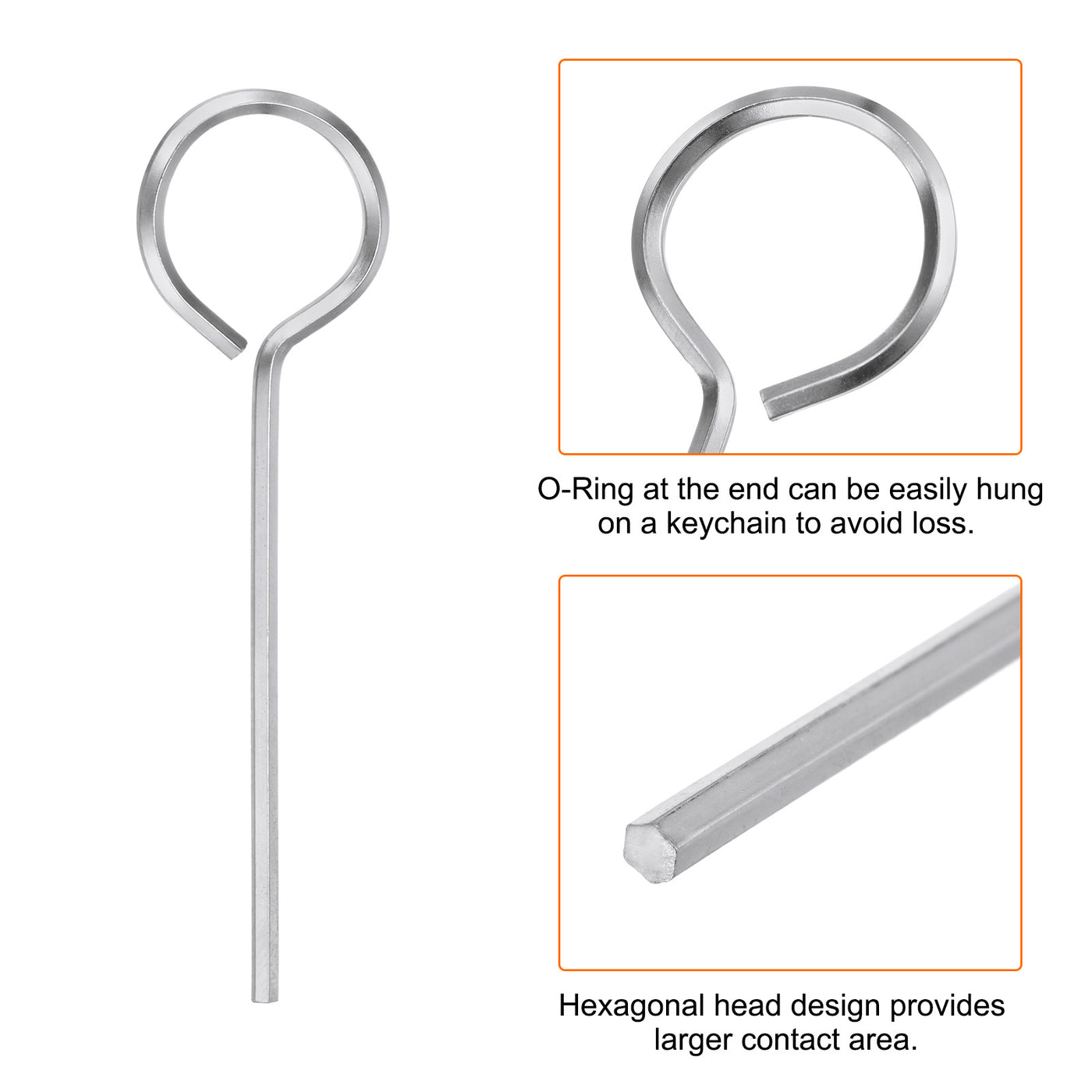 Harfington 6 Stück Hundeschlüssel Sechskantschlüssel 5/64" SAE Metall Hundetürschlüssel Schraubenschlüssel mit O-Ring Vollschleife, Silberton