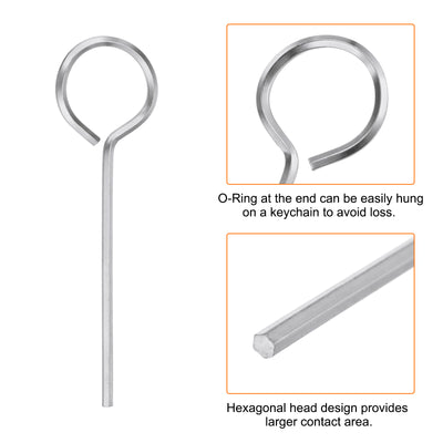 Harfington 6 Stück Hundeschlüssel Sechskantschlüssel 5/64" SAE Metall Hundetürschlüssel Schraubenschlüssel mit O-Ring Vollschleife, Silberton