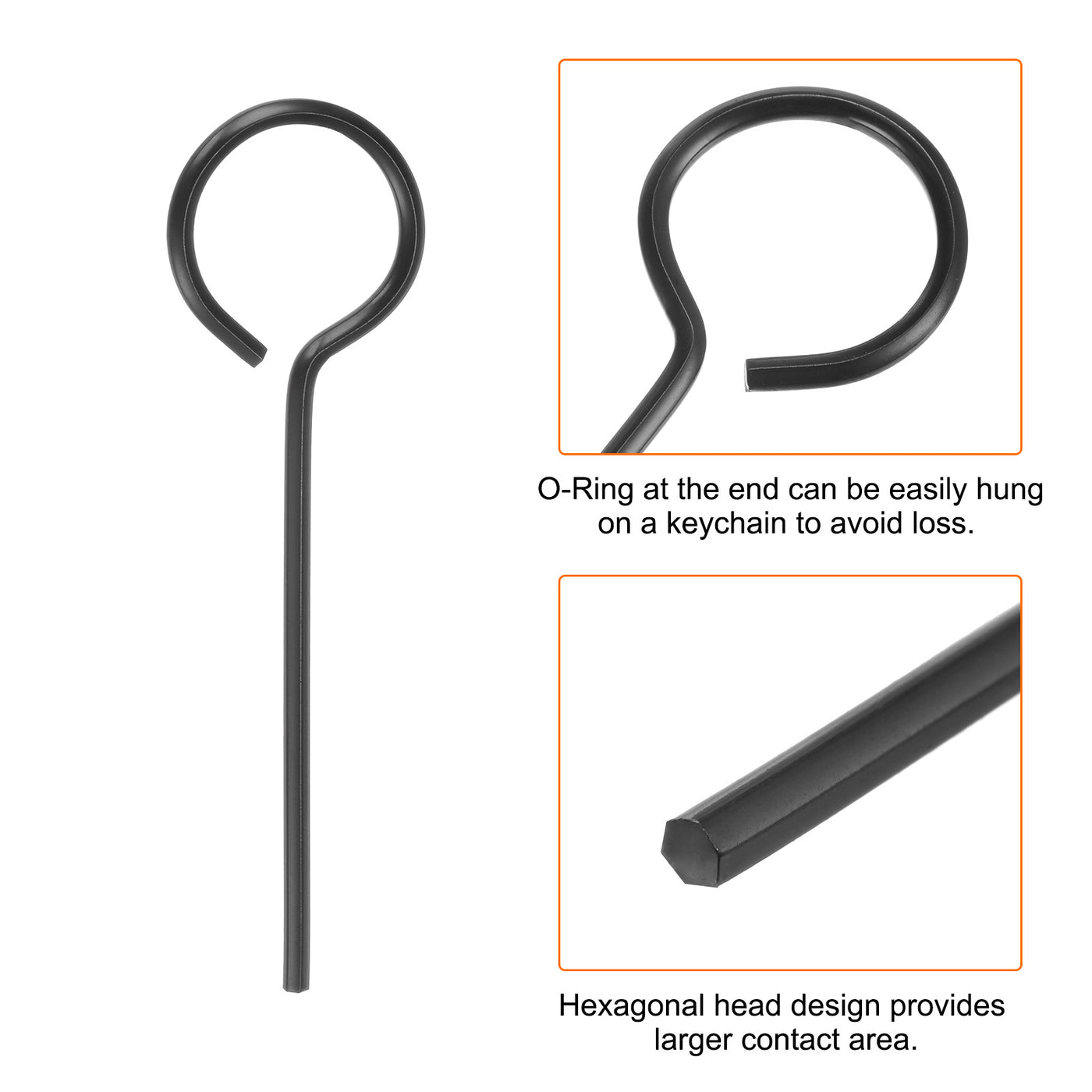 Harfington 6 Stück Hundeschlüssel Sechskantschlüssel 5/64" SAE Metall Hundetürschlüssel Schraubenschlüssel mit O-Ring Vollschleife, Schwarz